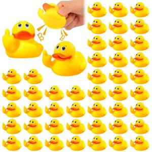 lot 2487 image: Lenwen 24 Pieces Middle Finger Rubber Duck Funny Yellow Rubber Duck Cute Small Bath Toy for Bathroom Car Dashboard Interior Decorations