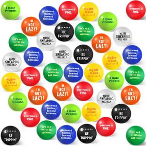 lot 2488 image: Blulu 48 Pcs Funny Stress Balls Bulk, 1.57 Stress Relief Ball, Everything is Fine, Outward Smiles Inward Screams, Its Not Worth The Jail Time, Funny Gag Gifts for Adults Coworker Employee