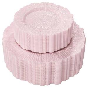 lot 3187 image: SUT 60PCS Pink Plastic Plates, Pink Disposable Plates include 10 inch Pink Dinner Plates and 7 inch Pink Dessert Plates, Plates Disposable Heavy Duty. Plastic Plates For PartyBirthday