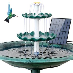 lot 3194 image: AISITIN 3 Tiered Bird Bath with 3.5W Solar Pump, DIY Solar Fountain Detachable and Suitable for Bird Bath, Garden Decoration, Outdoor Bird Feeder