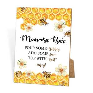 lot 4218 image: Bumble Bee Momosa Bar Sign,Boy Or Girl Baby Shower Decorations,Baby Shower Ideas,New Mum Brunch,Mothers Day Decorations for Party,Bar Supplies,Gender Reveal Tabletop Sign With Stand,24