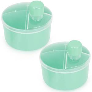 lot 4220 image: Accmor Formula Dispenser On The Go, Non-Spill Rotating Four-Compartment Formula Container to Go, Milk Powder Snack Storage Container for Infant Toddler Travel Outdoor, Green, 2 Pack