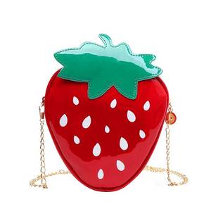 lot 4229 image: JienClound Girls Strawberry Purse Fruit Shape PU Leather Metal Chain Phone Shoulder Bag Wallet for Women