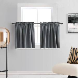 lot 4232 image: DONREN Small Window Curtains for Bathroom -2 Panels Blackout Thermal Insulating Tier Curtains for Kitchen - Short Rod Pocket Curtains(Medium Grey,30 Wide by 30 Inches Long)