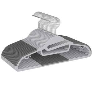lot 5481 image: BAGAIL Plastic Hangers 50 Pack with Non-Slip Design,0.2 Inches Thick, 360°Swivel Hook Space Saving Organizer for Bedroom Closet,Shirts,Pants(Grey- S Shaped)