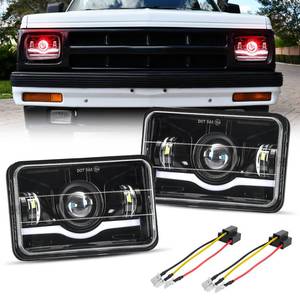 lot 5483 image: BESTZHEYU 2PCS 4x6 LED Headlights Compatible with 1995-1997 Chevrolet S10 Blazer Peterbilt Kenworth Oldsmobile Cutlass Trucks with HiLo Beam DRL and Red Evil Eye Rectangular Headlights