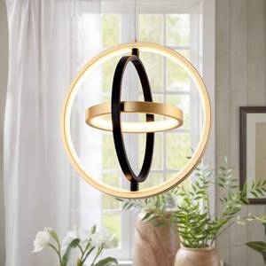 lot 5486 image: DotoKotl Modern LED Chandelier DIY Creative Chandelier Adjustable Hanging Round Ring 3 Ring 4000K Warm White Light Fixture for Dining Room Bedroom Kitchen Island Hall Black Gold (D  11.8)
