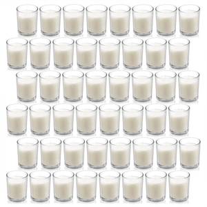 lot 5491 image: Housecret 48 Pack Warm White Unscented Clear Glass Filled Votive Candles. Hand Poured Wax Candle Ideal Gifts for Aromatherapy Spa Weddings Birthdays Holidays Party
