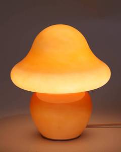 lot 5498 image: HEQET Mushroom Lamp Orange Glass Mushroom Table Lamp for Bedrooms, Living Room, Aesthetic Lamps for Bedroom, Cute Bedside Lamp