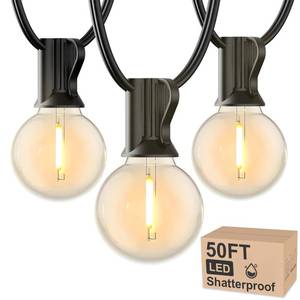 lot 5508 image: RTTY Outdoor String Lights 50 FT Globe LED Patio Lights with G40 Plastic Bulbs,Waterproof Shatterproof Dimmable Connectable Hanging for Backyard Porch Balcony Party Cafe Deck Decor