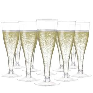 lot 5512 image: Prestee 100 Pack Clear Plastic Champagne Flutes - 4.5 oz Durable Disposable Champagne Glasses for Parties, Weddings, Toasting and Large Celebrations - Elegant Wine Glasses Stemware for Easy Cleanup