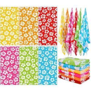 lot 5513 image: 6 Pcs Microfiber Beach Towel 28 x 59 Inch Oversized Large Quick Dry Lightweight Cute Bath, Pool, Camping, Travel Thin Sand Free Towel for Women Adults Swimming Picnic Sport (Hawaiian Hibiscus Style)