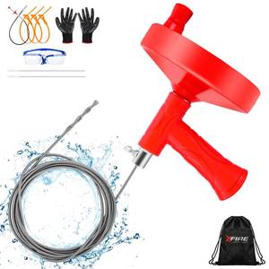 lot 5515 image: 10-In-1 25FT Drain Clog Remover Tools Kit, Plumbing Snake Drain Auger Hair Clog Remover with Gloves and Cleaning Brush and Cleaning Brush for Kitchen and Shower Drain Cleaning
