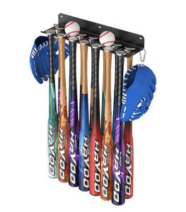 lot 5532 image: QBA Wall Mount Baseball Bat Holder, 8 Prongs Heavy Duty Metal Bat Rack, Holds 14 Bats, Bats Organizer for Dugout Fence Home Garage, Black