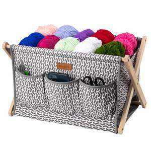lot 5538 image: Hanfetch Yarn Caddy Large Size Yarn Storage Organizer for Yarn Skeins-Organizer for Crochet Hooks Knitting Needles Other Accessories (Gray-Arrow)(Easy Assembly)