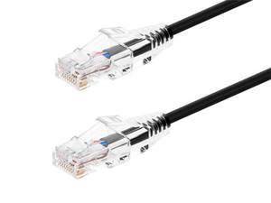 lot 6007 image: Monoprice Cat6 7ft Black Component Level Patch Cable UTP 28AWG 550MHz Pure Bare Copper Snagless RJ45 SlimRun Series Ethernet Cable