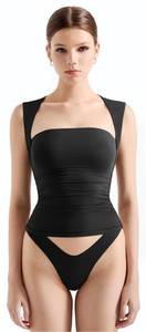 lot 6019 image: SUUKSESS Womens Square Neck Going Out Fitted Tank Tops Double Lined Spring Summer Sleeveless Business Casual Basic Shirt (Black, L)