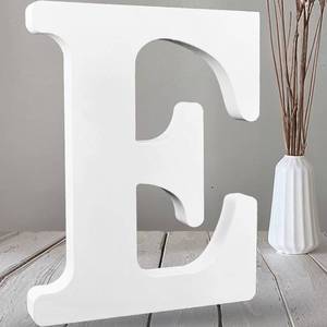 lot 6029 image: AOCEAN 12 Inch White Big Wood Letters Unfinished Wooden Letters for Wall Decor Decorative Standing Letters Slices Sign Board Decoration for Craft Home Party Projects (E)