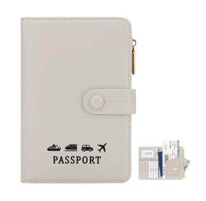 lot 6052 image: DOB SECHS Passport Holder Wallet for Women, Leather RFID Blocking Passport Cover Credit Cards Case Women Travel Accessories Organizer Pouch Bag with ID WindowZippered Cash PocketSIM Slots, Apricot