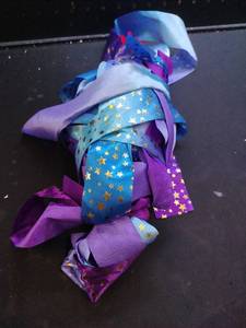 lot 6053 image: Decorative Star Pattern Ribbon Roll - Blue and Purple with Gold Stars
