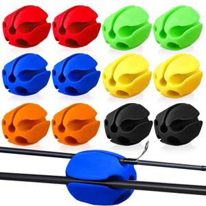 lot 6058 image: Blueweenly 12 Pcs Portable Silicone Fishing Pole Rod Holder Clips Fixed Ball 5 Holes Rubber Fishing Pole Puller Clips Silicone Rod Holder Straps for Travel Ground Car Bike(Mixed Color)