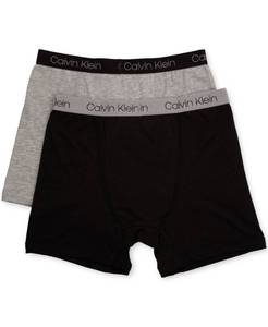 lot 6099 image: Calvin Klein Boys Modern Cotton Assorted Boxer Briefs Underwear, Pack of 2 H.greyBlack X-Large