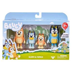 lot 6113 image: Bluey Family Figure 4-Pack �� Includes Bluey, Bingo, Mum (Chilli) & Dad (Bandit), Poseable Collectible Toys for Kids, Durable Cake Toppers, for Toddlers & Fans, Ages 3