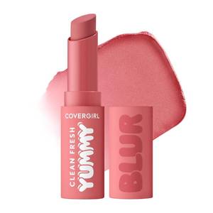 lot 6117 image: COVERGIRL Clean Fresh Yummy Blur Lipstick, Blurring Effect, Matte Lip Color, Sweet Pomegranate Flavored, Vegan Formula - 100 Blur in Pink (True Rosy Pink)
