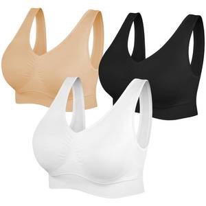 lot 6129 image: Womens Sports Bras, Yoga Comfort Seamless Stretchy Sports Bra for Women 3 Pack Size 3Xl