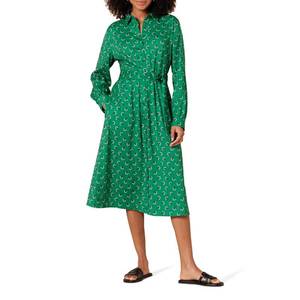 lot 6147 image: Amazon Essentials Womens Georgette Long Sleeve Midi Length Shirt Dress, Green White Floral, Medium