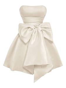 lot 6150 image: WDIRARA Womens Bow Front Satin Homecoming Dresses Sleeveless Party Cocktail Gowns Beige Large
