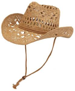 lot 6165 image: Melesh Straw Cowboy Hat for Women and Men with Shapeable Wide Brim Sun Beach Western Cowgirl Hat (US, Alpha, One Size, Khaki)