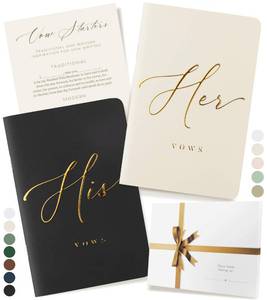 lot 6167 image: ARTESORI Premium Wedding Vow Book for Her & Him, Soft Touch, Gold Foil, 28 Lined Pages, Wedding Vow Books His and Hers, Wedding Essentials, Wedding Registry Ideas, His and Hers Gifts Ivory & Black