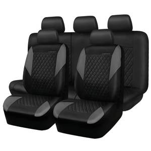 lot 7587 image: CAR PASS Quilting Leather Seat Covers Full Set,Universal Waterproof Deluxe PU Premium Car Seat Cover with 5mm Composite Sponge Inside,Airbag Compatible,Front and Rear Seat Cover for Sedan SUV Van,Gray