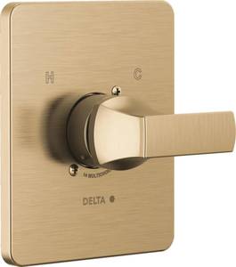 lot 8301 image: Delta Faucet Velum 14 Series Single-Function Gold Shower Valve Trim Kit, Shower Handle, Delta Shower Trim Kit, Champagne Bronze T14037-CZ (Valve Not Included)