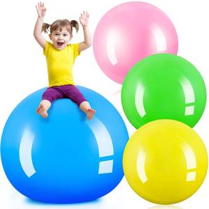 lot 8314 image: Jenaai 4 Pcs 30 Inch Big Bounce Large Rubber Inflatable Kickball - Giant Outdoor Exercise Ball for Jumping, Hopping, Activity Games, Sports Party (Pink, Blue, Yellow, Green)