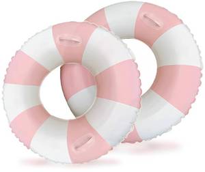 lot 8315 image: 2PCS Stripe Pool Swim Ring with Handles Inflatable Pool Floats 35 Inch Water Fun Large Adult Swimming Pool Float for Beach Lake Summer Party (35IN P-Stripe)