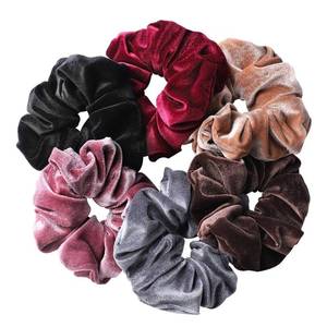 lot 8346 image: Whaline 6 Big Hair Scrunchies Velvet Elastics Large Hair Bobble Scrunchy Hair Bands Women Soft Hair Ties, 6 Colors