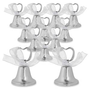 lot 8348 image: Super Z Outlet Silver Bell Place Card Holders for Table Numbers, Restaurant Menu, Weddings, Party Decoration (12 Pack)