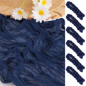 lot 8359 image: Snowkingdom 6PCS 13Ft Navy Blue Cheesecloth Table Runner, 160inch Long Cheese Cloth Boho Gauze Runner for Wedding Bridal Baby Shower Birthday Holiday Party Sheer Table Decorations