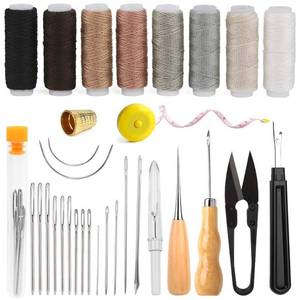 lot 8363 image: BAGERLA Upholstery Repair Sewing Kit Heavy Duty Sewing Kit with Awl Tools, Seam Ripper, Hand Stitching Needles, Upholstery Thread, Leather Craft Tool Kit for Shoes Sofa Tent Carpet Leather Craft DIY
