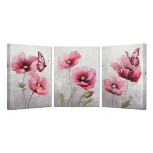 lot 9356 image: KREATIVE ARTS 3 Pieces Flower Canvas Wall Art Flower Poppy Blossom Picture Wall Decor Floral Painting Framed Poster for Bathroom Easy to Hang Each Panel 12x16 Inch (Pink)