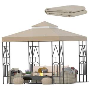 lot 9378 image: Morikoro 10x10 Canopy Replacement Top Double Tiered Gazebo Cover for Yard, Patio & Garden Durable Sunshade Replacement(Khaki)