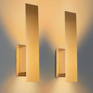 lot 9379 image: Edwarmlux Indoor Wall Sconces, Modern Wall Lights, Up and Down Wall Mount Light, Dimmable Hardwired Wall Light for Bedroom, Living Room, Hallway, GU10 Bulbs Excluded, 2 Pack (Brushed Gold)
