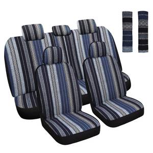 lot 9397 image: HAIYAOTIMES Baja Saddle Blanket Car Seat Covers Full Set with Seat Belt Pads, Washable Breathable Seat Covers for Cars, Universal Fit Interior Covers for Most Sedan Truck SUV, Airbag Compatible, Blue