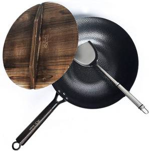lot 9411 image: Souped Up Recipes Carbon Steel Wok For Electric, Induction and Gas Stoves (Lid, Spatula and User Guide Video Included)