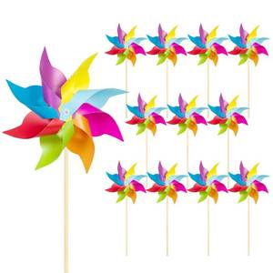 lot 10014 image: HOOSUN 12 Pack Rainbow Pinwheels for Yard and Garden,Rainbow Party Decorations for Kids, Colorful Garden Wind Spinners Outdoor Decor,Party Favors for Kids,Lawn,Yard,Patio