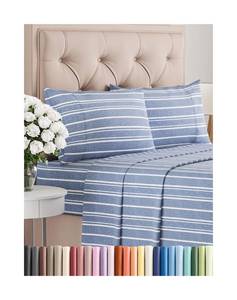 lot 10025 image: Queen Size 4 Piece Sheet Set - Comfy Breathable & Cooling Bed Sheets Set - Hotel Luxury Bedding for Women, Men, Kids, Teens, Boys & Girls - Deep Pockets, Soft, Wrinkle Free - Oeko-Tex - Blue Stripes 3