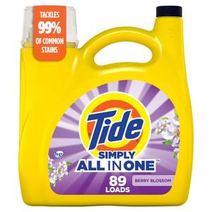 lot 10035 image: Tide Simply Clean & Fresh Liquid Laundry Detergent, Berry Blossom Scent, 89 loads, 117 fl oz (Packaging May vary)