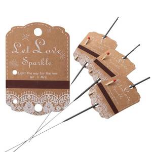 lot 10049 image: 100pcs Rustic White Lace Wedding Sparkler Tags with Match Holder and Striker Send Off Exit Tags for Wedding, Kraft Paper